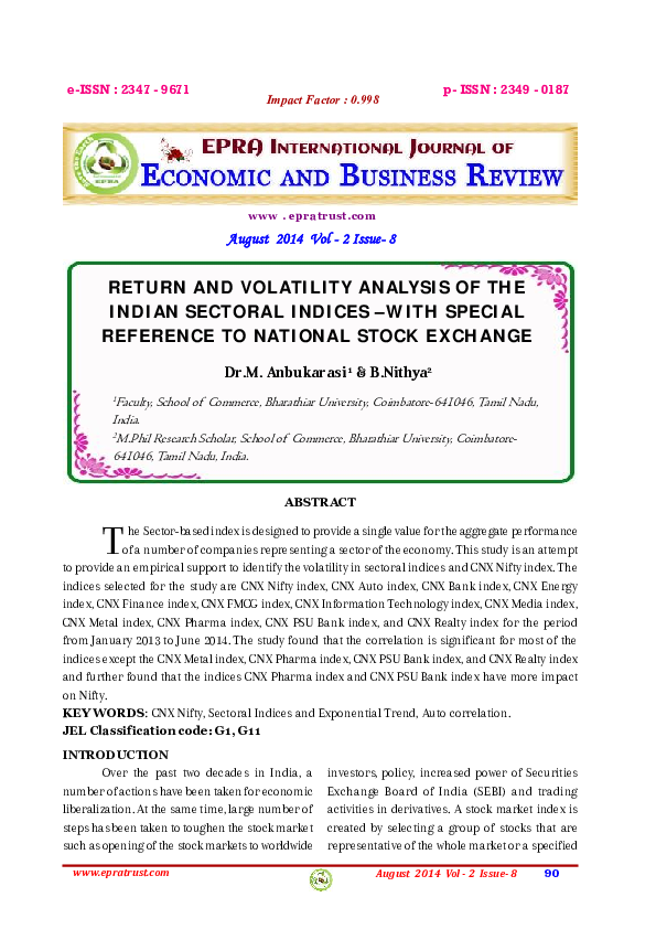 (PDF) Return and Volatility Analysis of the Indian Sectoral Indices ...