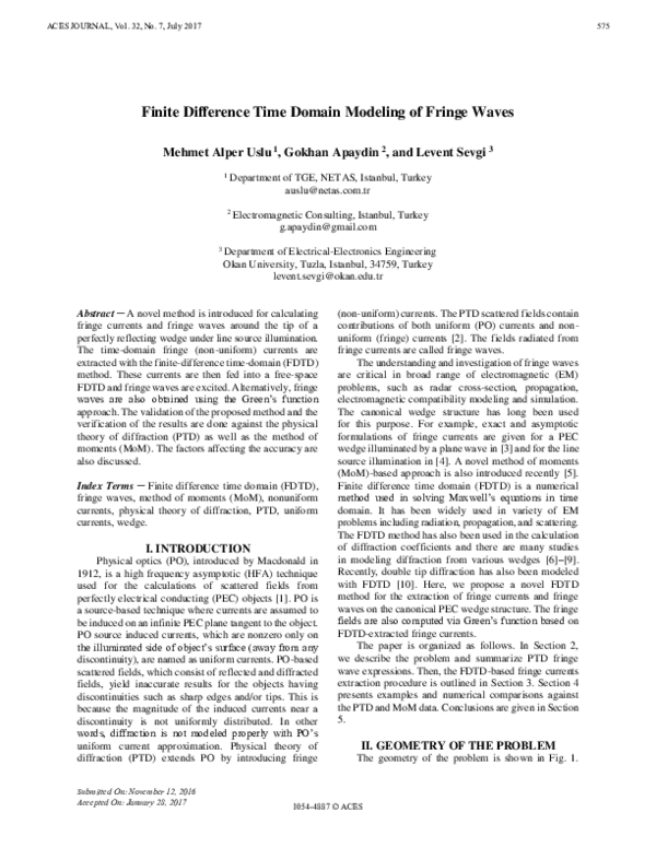 (PDF) Finite Difference Time Domain Modeling of Fringe Waves