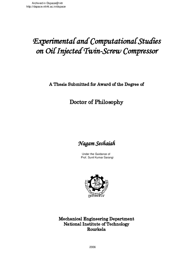 (PDF) Experimental and Computational Studies on Oil Injected Twin-Screw ...