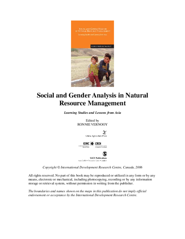 (PDF) Social and Gender Analysis in Natural Resource Management ...