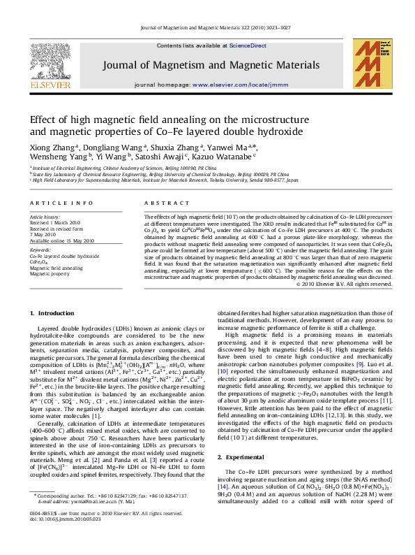 (PDF) Effect of high magnetic field annealing on the microstructure and ...