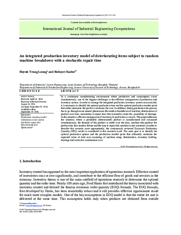 (PDF) An integrated production inventory model of deteriorating items ...
