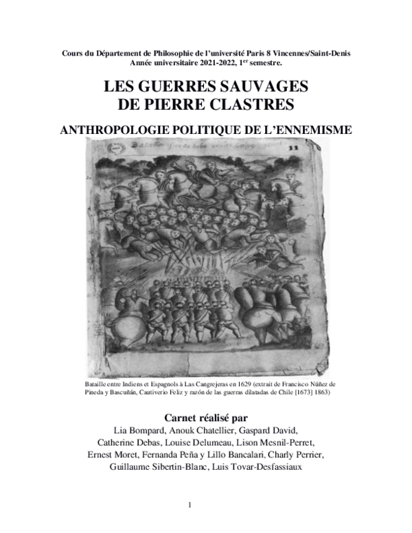 PDF Les guerres sauvages de Pierre Clastres Anthropologie  
