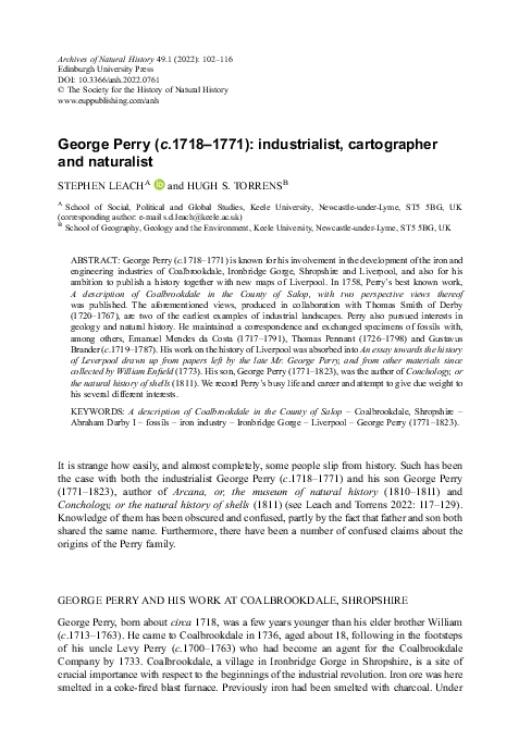 (PDF) George Perry (c.1718-1771): industrialist, cartographer and ...