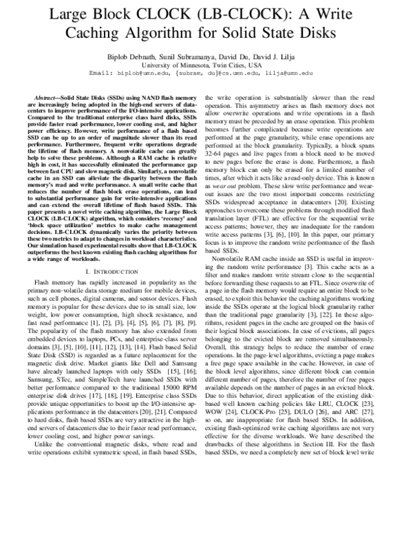 (PDF) Large Block CLOCK (LB-CLOCK): A write caching algorithm for solid ...