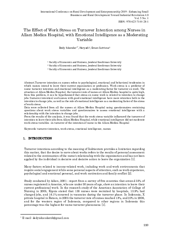 (PDF) The Effect of Work Stress on Turnover Intention Among Nurses in ...