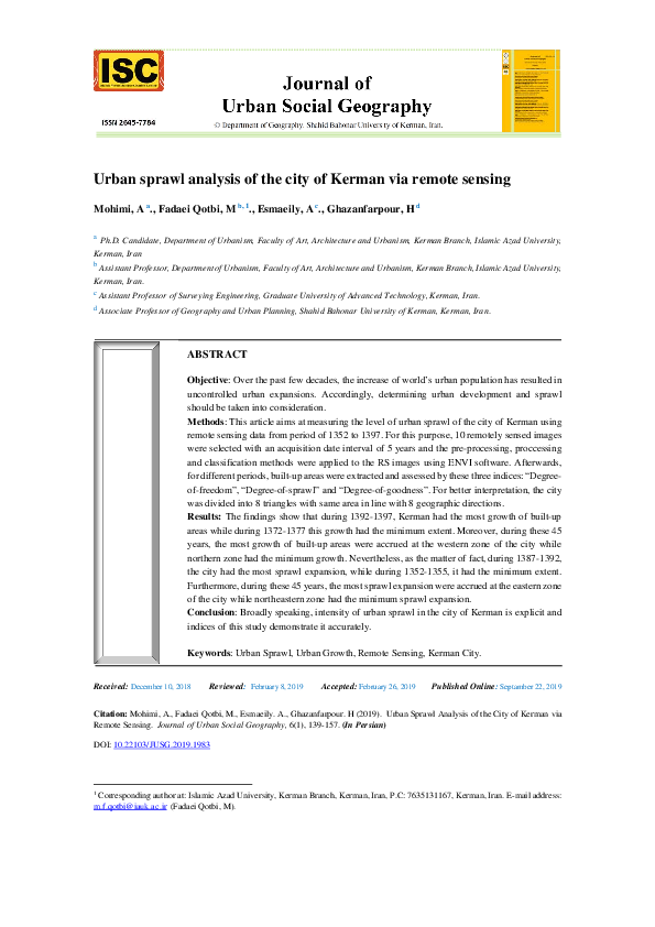(PDF) Analysis of Urban Sprawl Pattern in Tiruchirappalli City Using ...
