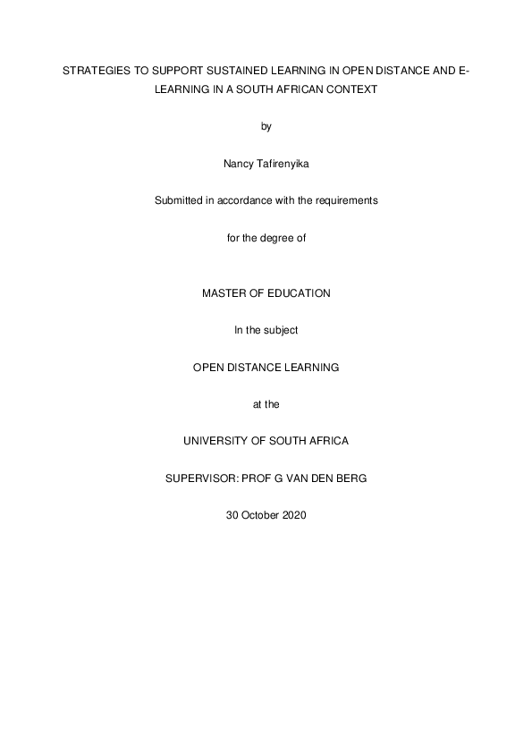 (PDF) Strategies to Support Sustained Learning in Open Distance and e ...