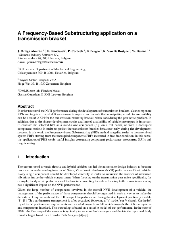 (PDF) A frequencybased substructuring application on a transmission