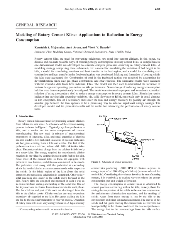 (PDF) Modeling of Rotary Cement Kilns Applications to Reduction in