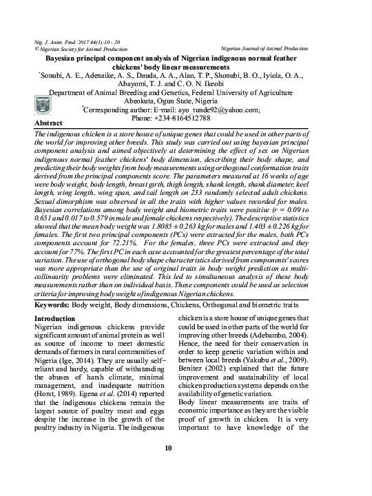 (PDF) Bayesian principal component analysis of Nigerian indigenous ...