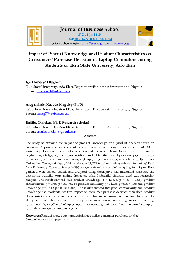 (PDF) Impact of Product Knowledge and Product Characteristics on ...