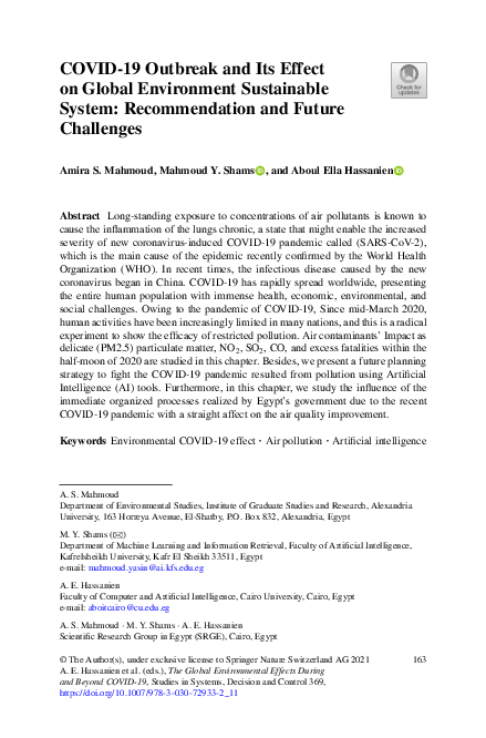 (PDF) COVID-19 Outbreak and Its Effect on Global Environment ...