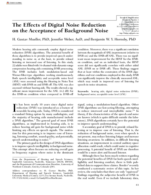 (PDF) The effects of digital noise reduction on the acceptance of ...