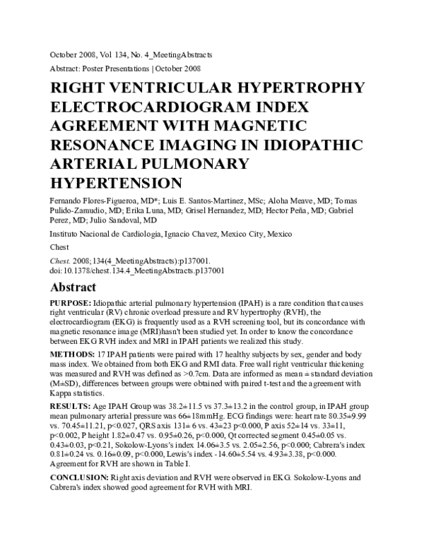 (PDF) Right Ventricular Hypertrophy Electrocardiogram Index Agreement ...