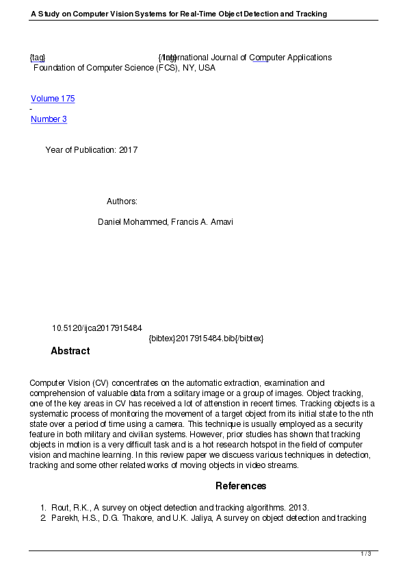 (PDF) A Study on Computer Vision Systems for Real-Time Object Detection ...