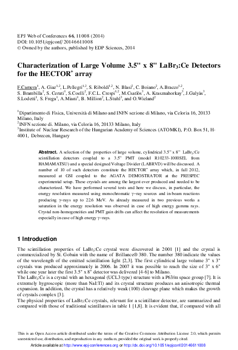(PDF) Characterization of Large Volume 3.5″ x 8″ LaBr3:Ce Detectors for ...