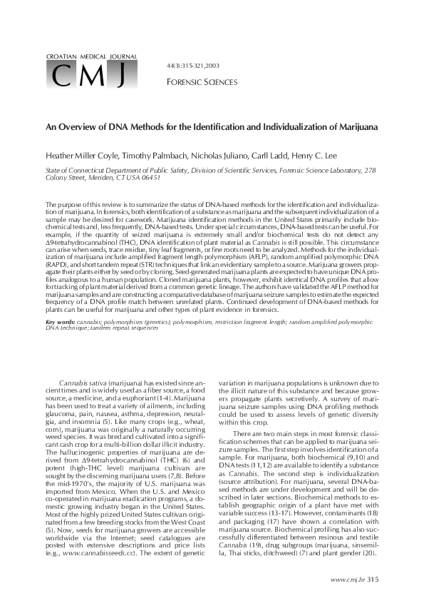 (PDF) An overview of DNA methods for the identification and ...
