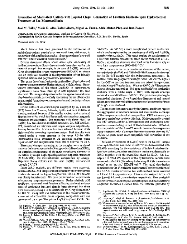 (PDF) Interaction of Multivalent Cations with Layered Clays. Generation ...