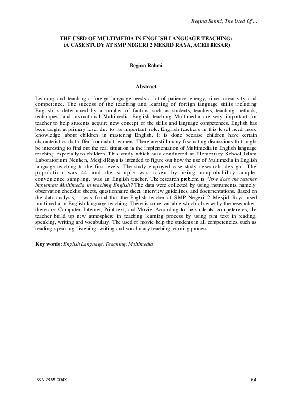 (PDF) The Used of Multimedia in English Language Teaching