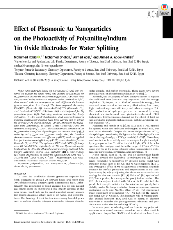 (PDF) Effect of plasmonic au nanoparticles on the photoactivity of ...