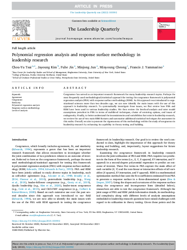 (PDF) Polynomial regression analysis and response surface methodology ...