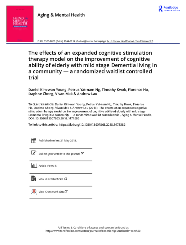 (PDF) The effects of an expanded cognitive stimulation therapy model on ...