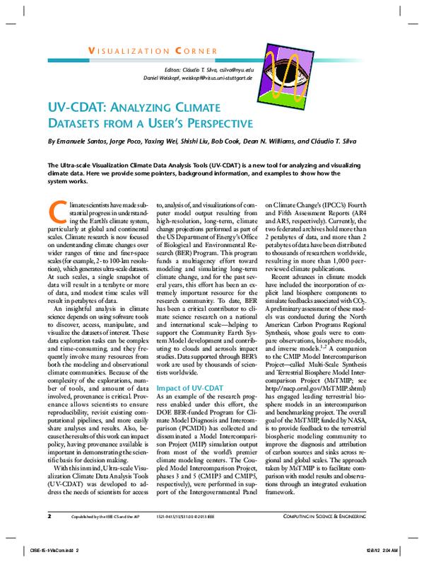 (PDF) UV-CDAT: Analyzing Climate Datasets from a User's Perspective