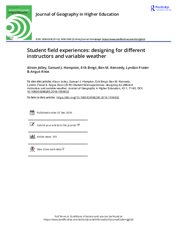 (PDF) Student field experiences designing for different instructors
