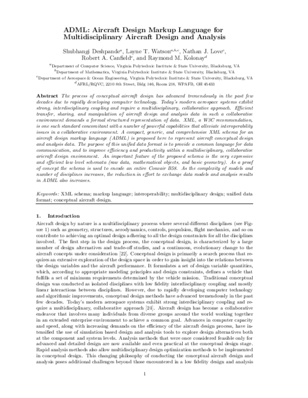 (PDF) ADML: Aircraft Design Markup Language for Multidisciplinary ...
