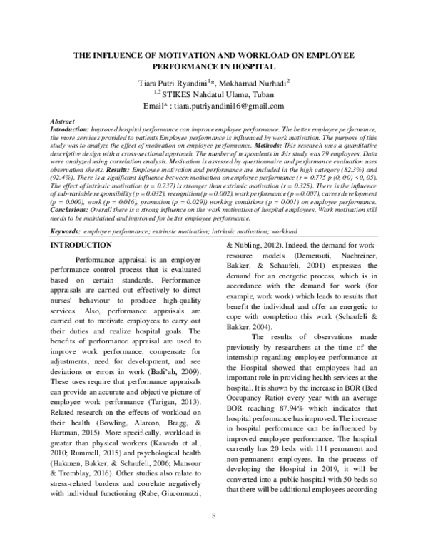 (PDF) The Influence of Motivation and Workload on Employee Performance ...