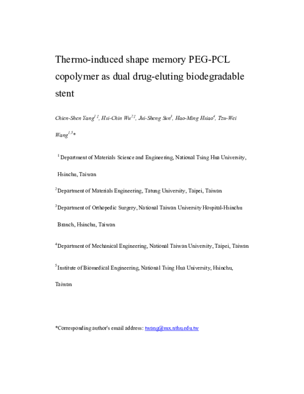 (PDF) Thermo-Induced Shape-Memory PEG-PCL Copolymer as a Dual-Drug ...