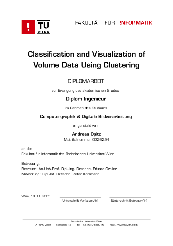 (PDF) Classification and visualization of volume data using clustering