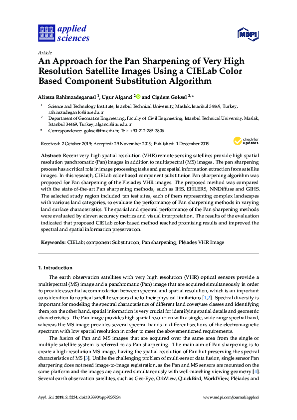 (PDF) An Approach for the Pan Sharpening of Very High Resolution ...