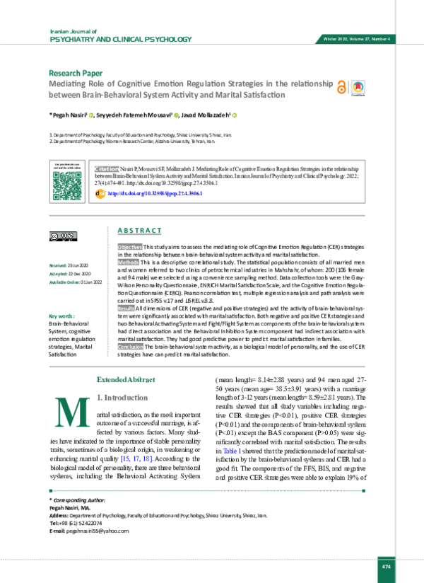 (PDF) Mediating Role of Cognitive Emotion Regulation Strategies in the ...