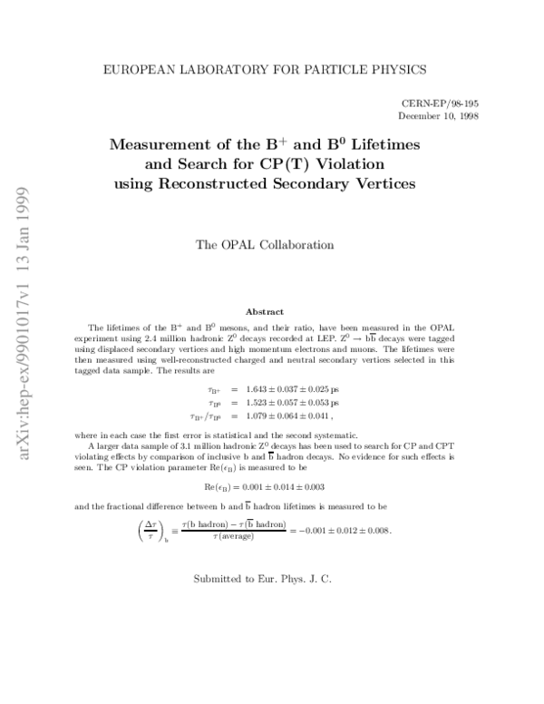 Measurement of the $\rm B^+$ and $\rm B^0$ lifetimes and search for CP(T) violation using reconstructed secondary vertices