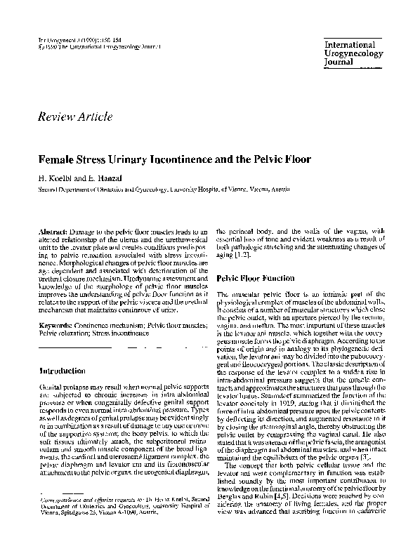 (PDF) Female stress urinary incontinence and the pelvic floor