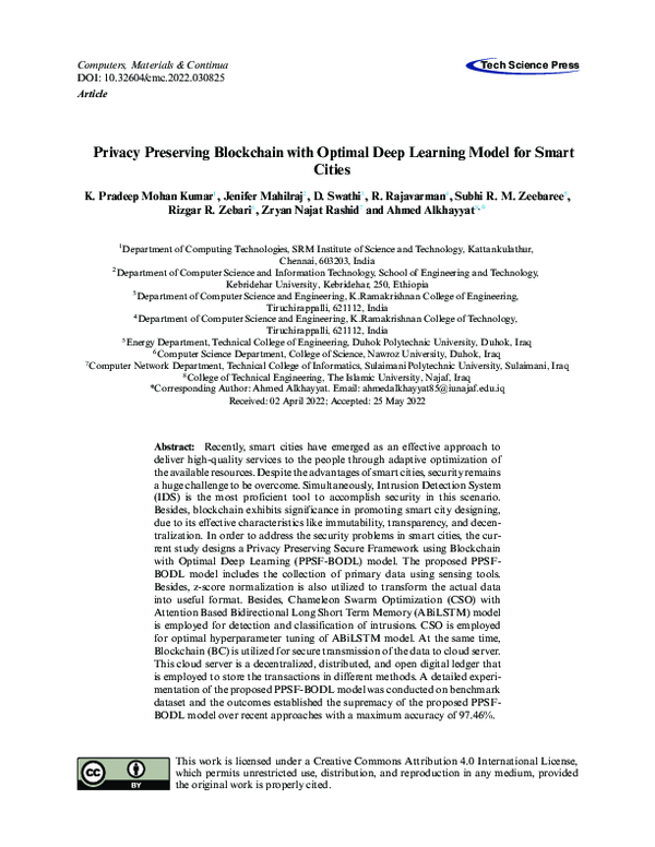 (PDF) Privacy Preserving Blockchain with Optimal Deep Learning Model ...