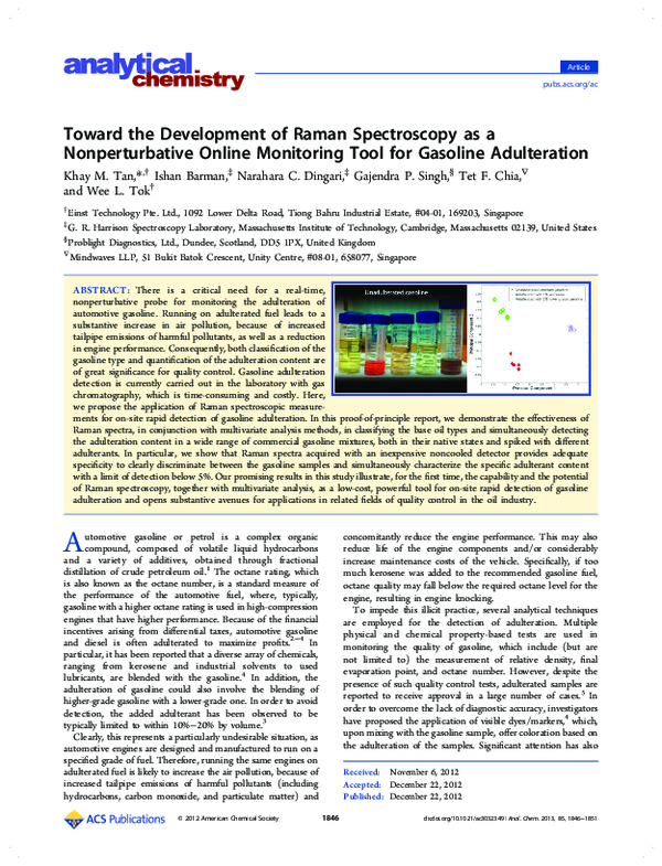 (PDF) Toward the Development of Raman Spectroscopy as a Nonperturbative ...