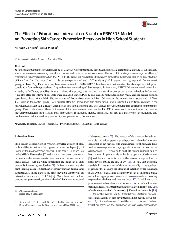 (PDF) The effect of educational intervention based on the protective ...