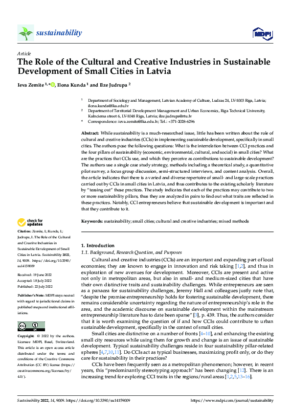 (PDF) The Role of the Cultural and Creative Industries in Sustainable ...