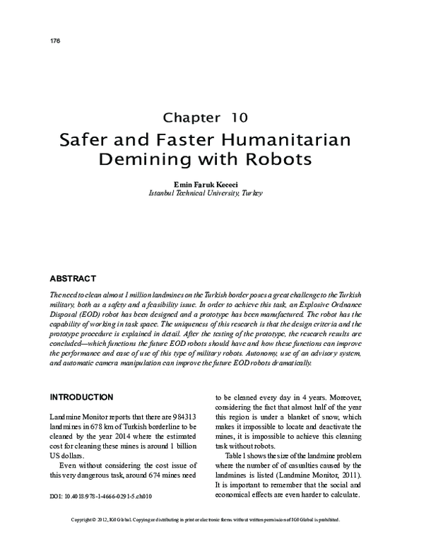 (PDF) Safer and Faster Humanitarian Demining with Robots