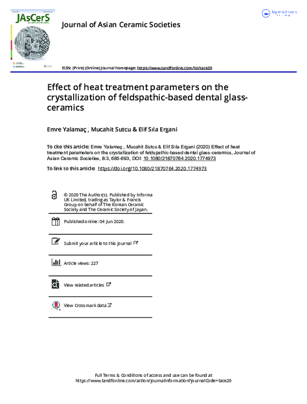 (PDF) Effect of heat treatment parameters on the crystallization of ...