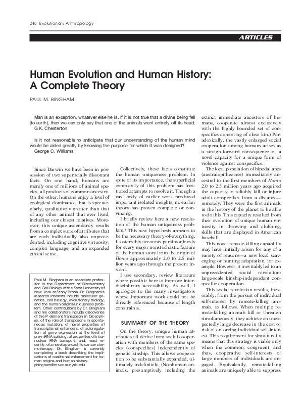 (PDF) Human evolution and human history: A complete theory