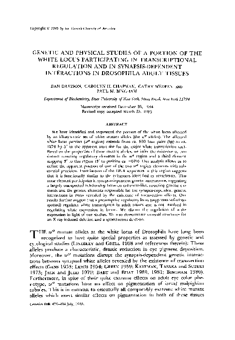 (PDF) Genetic and Physical Studies of a Portion of the White Locus ...