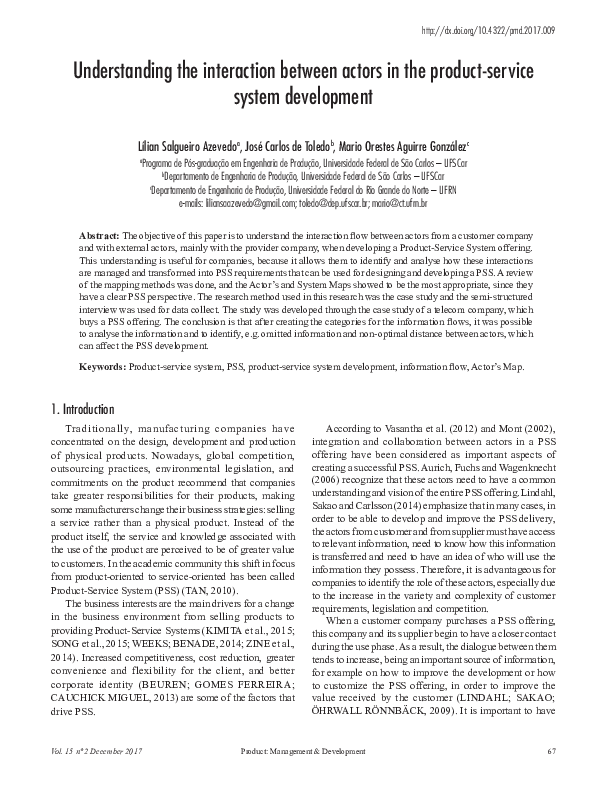 (PDF) Understanding the Interaction Between Actors in the Product ...