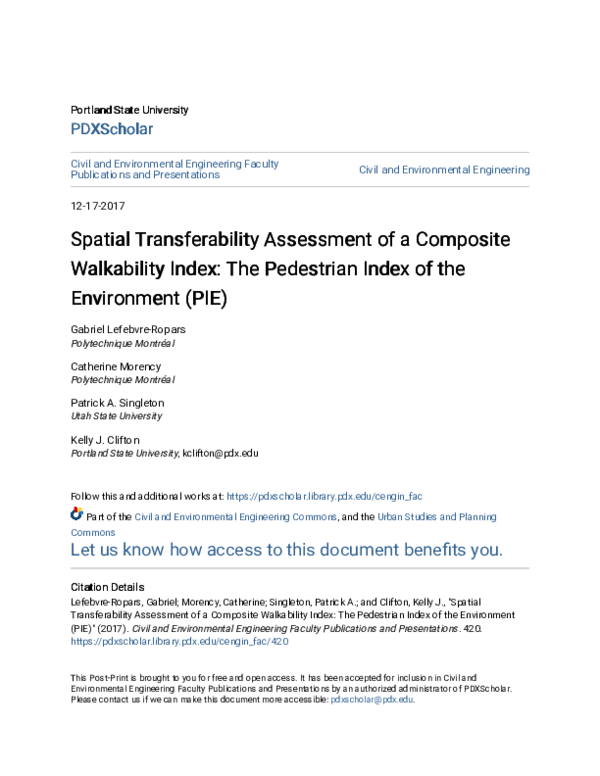 (PDF) Spatial transferability assessment of a composite walkability ...