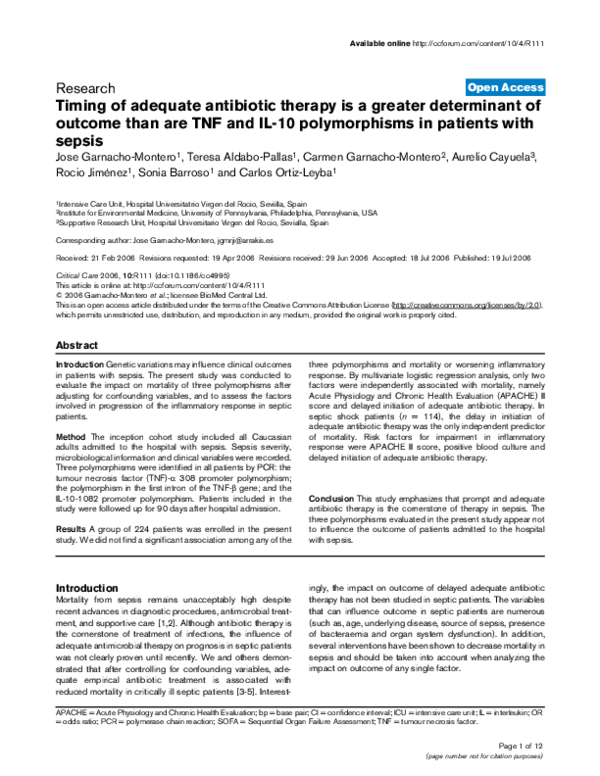 (PDF) Impact of adequate empirical antibiotic therapy on the outcome of ...