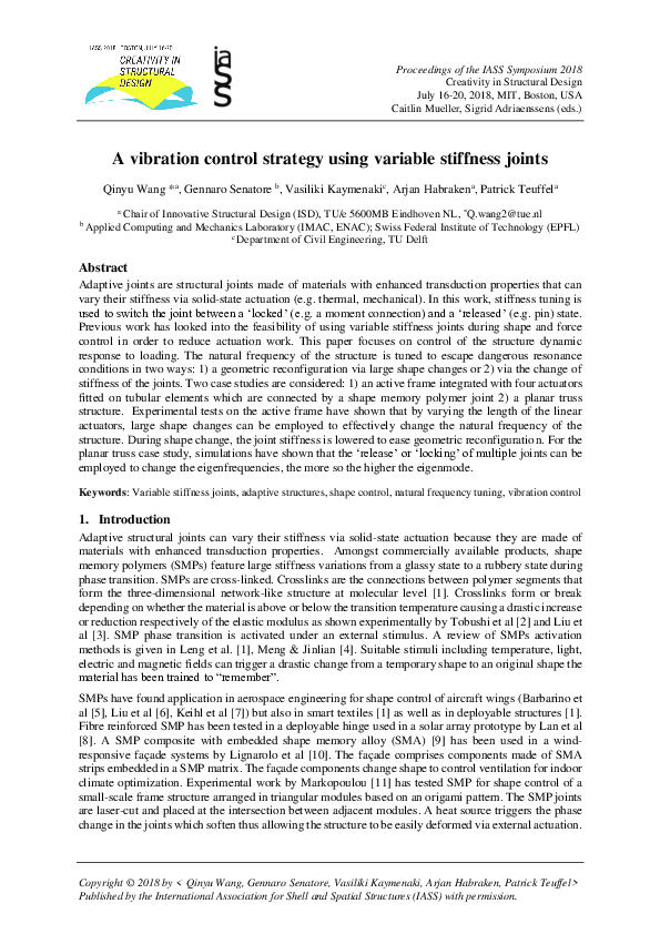 (PDF) A vibration control strategy using variable stiffness joints