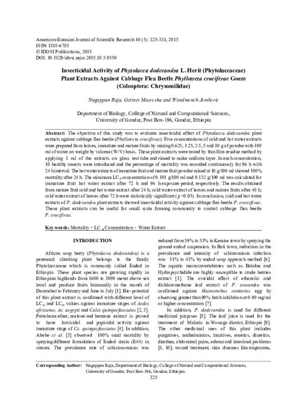(PDF) Insecticidal Activity of Phytolacca dodecandraL. Herit ...